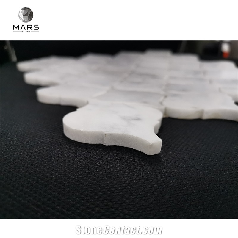 Irregular Lantern Shape Carrara White Marble Mosaic Design