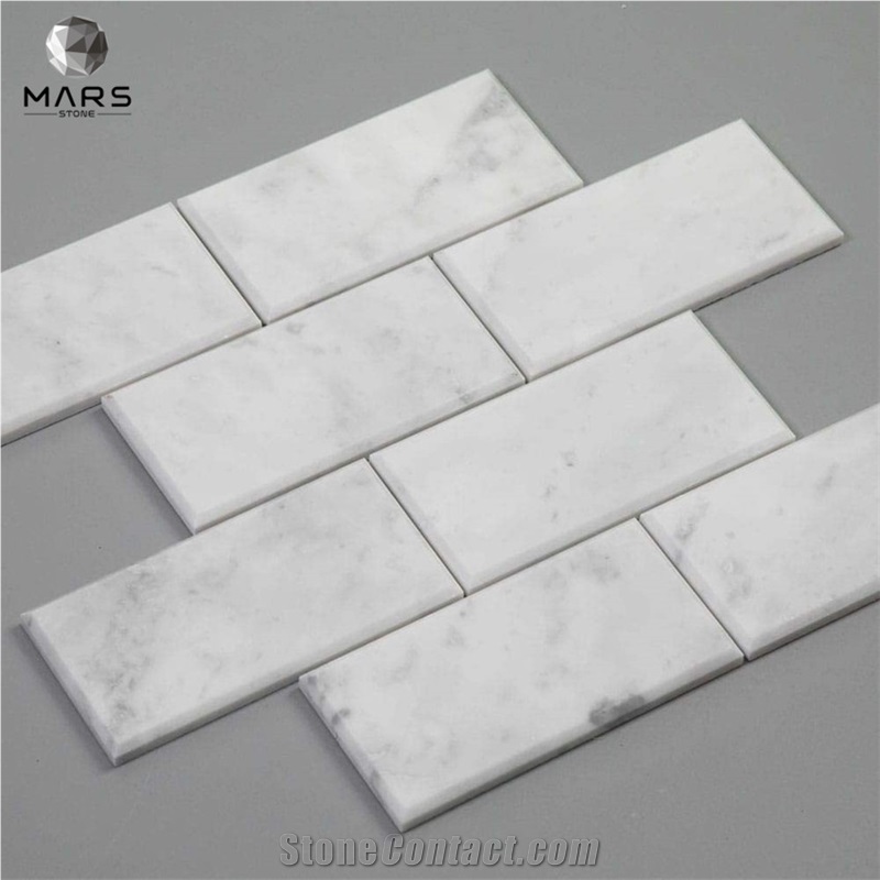 Italian White Carrara Marble 3 x 6 Brick Subway Mosaic Tile 