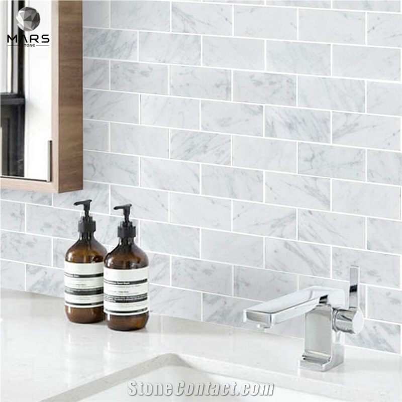 Italian White Carrara Marble Subway Brick Mosaic Tile 