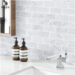 Italian White Carrara Marble Subway Brick Mosaic Tile 