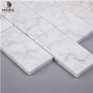 Italian White Carrara Marble Subway Brick Mosaic Tile 