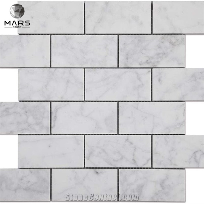 Italian White Carrara Marble Subway Brick Mosaic Tile 