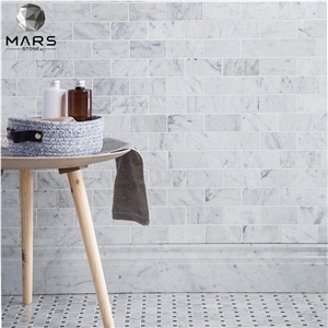 Italian White Carrara Marble Subway Brick Mosaic Tile 