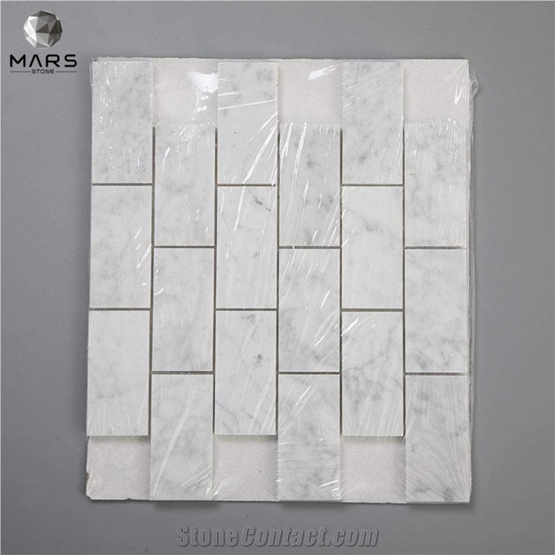 Italian White Carrara Marble Subway Brick Mosaic Tile 