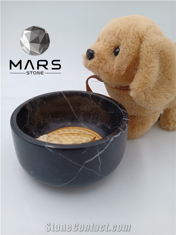 Lovely Natural Marble Stone Petdog Food Bowl Feeding Feeders