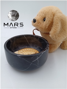 Lovely Natural Marble Stone Petdog Food Bowl Feeding Feeders