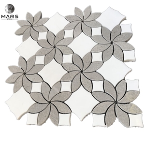 Mixed Colour Flower Shape Marble Mosaic Stone Flooring Tiles