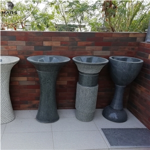 Modern Bathroom Freestanding Natural Stone Pedestal Sink