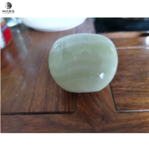 Natural Stone White Onyx Round Small Decorative Table Clock