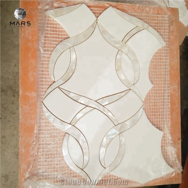 New Design Sea Sells Mother of Pearl Waterjet Mosaic Tiles 