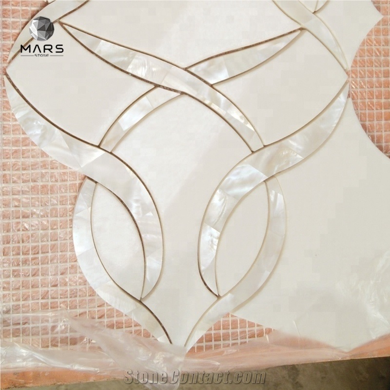 New Design Sea Sells Mother of Pearl Waterjet Mosaic Tiles 