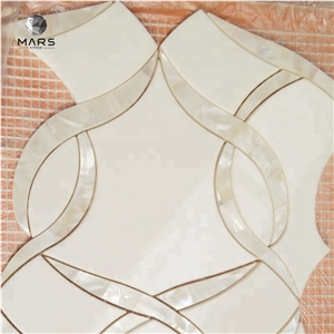 New Design Sea Sells Mother of Pearl Waterjet Mosaic Tiles 