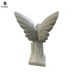 New White Upright Angel Marble Status Tombstone Designs