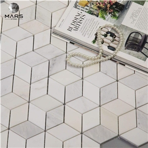 Orient White Marble Rhombus Diamond Hexagon Mosaic Tile