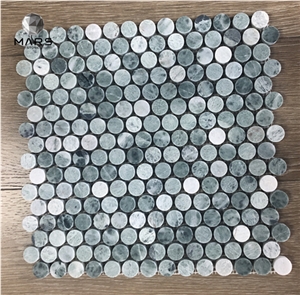 Penny Round Green Mosaic Circle Marble Wall Tile For Bathroom