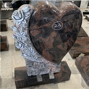 Popular European Style Indian Aurora Red Granite Gravestone 
