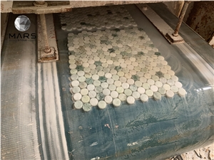 Popular New Round Green Stone Mosaic Circle Marble Wall Tile