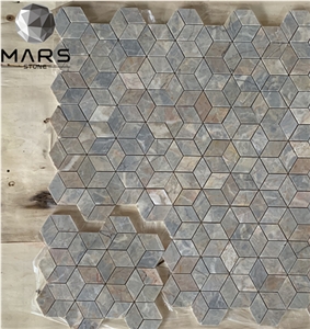 Provence grey Stone 3D Cube Mosaic Tile Rhombus Mosaic Stone