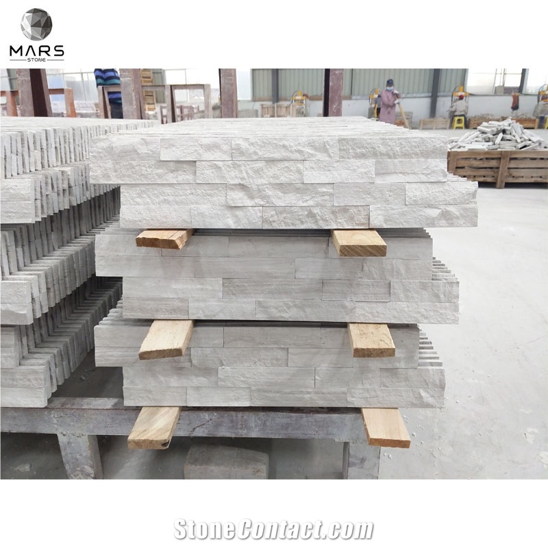 Rectangle Shaped White Natural Quartzite Slate Tiles For Wall