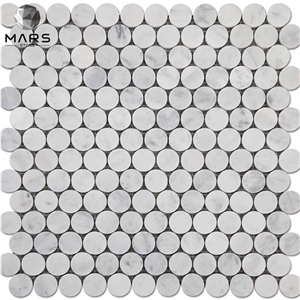 White Mosaic Tiles 3/4 Inch Penny Round Marble Mosaic