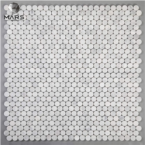 White Mosaic Tiles 3/4 Inch Penny Round Marble Mosaic