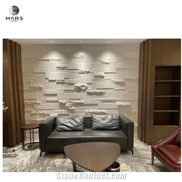 White Natural Stone White Veneer Stone For Wall Cladding