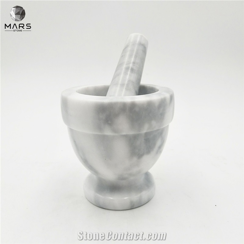 White Stone Marble Mortar And Pestle Set Hand Grinder 