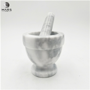 White Stone Marble Mortar And Pestle Set Hand Grinder 