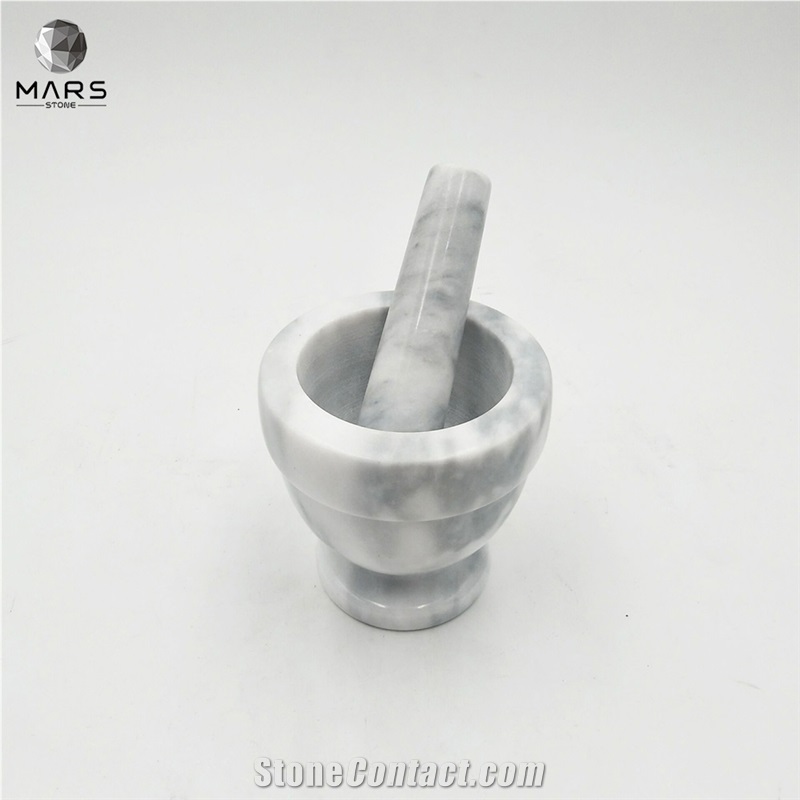 White Stone Marble Mortar And Pestle Set Hand Grinder 