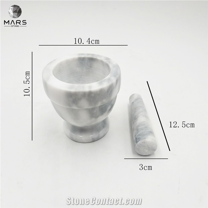 White Stone Marble Mortar And Pestle Set Hand Grinder 