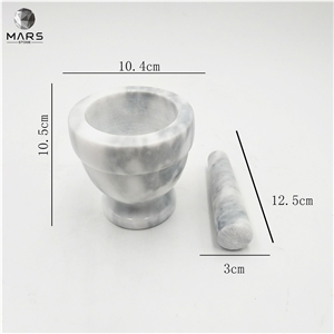 White Stone Marble Mortar And Pestle Set Hand Grinder 