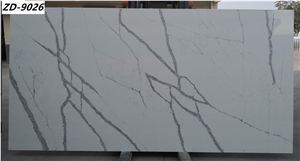 Book Matched Calacutta Type White Quartz Countertops to US