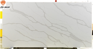Book Matched Calacutta Type White Quartz Countertops to US