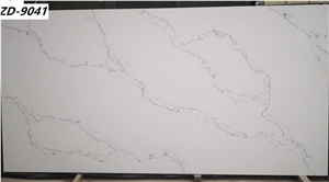 Book Matched Calacutta Type White Quartz Countertops to US