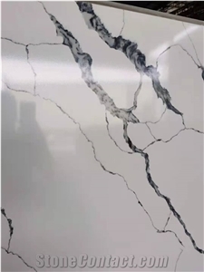 Book Matching Calacatta Quartz Slabs Engineered Stone