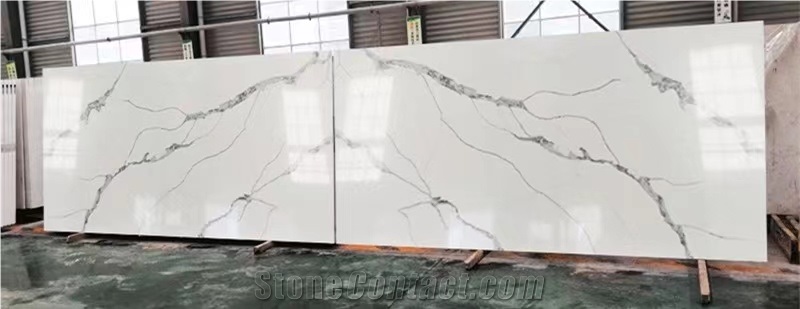 Bookmatched Calacatta Quartz Stone Slabs