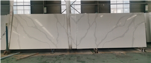 Bookmatched Calacatta White Quartz Stone Slabs