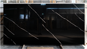 Calacatta black quartz stone slab factory