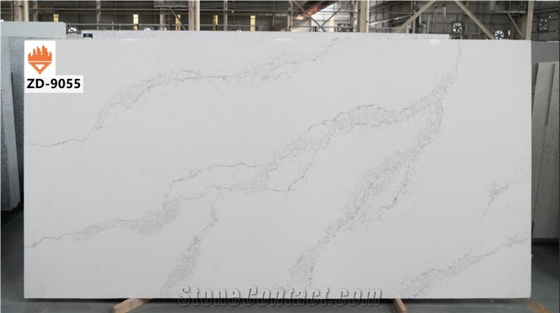 Carrara White Quartz Stone Calacatta white quartz top  Slab