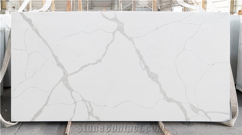 Customized size calacatta quartz stone for kitchen tops