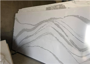 Factory Sale Artificial Stone Calacatta White Quartz Slabs