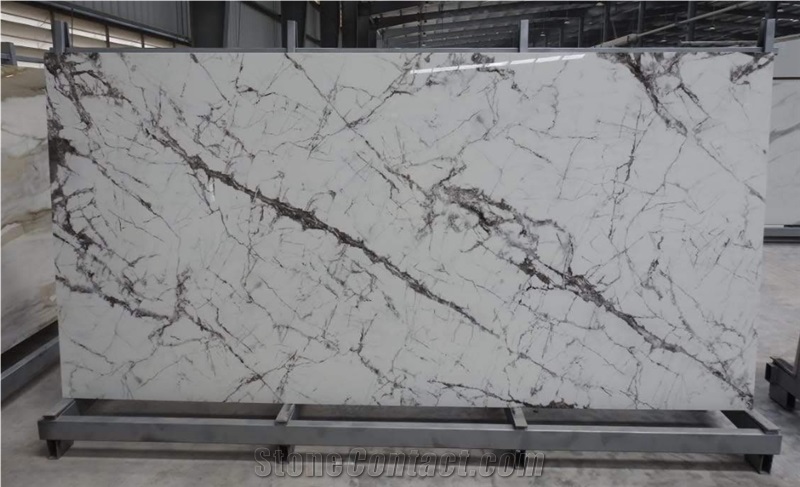 Gloss Decorative Artificial Marble Look Quartz Stone Slab 