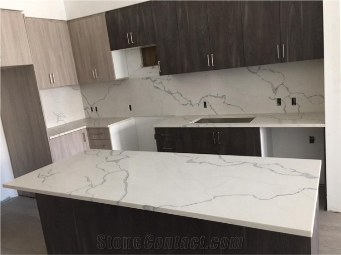 Malaysia new price Calacatta artificial quartz countertop