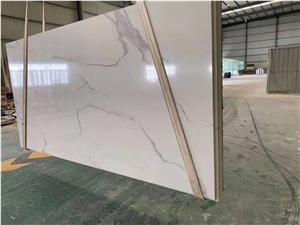 New calacatta quartz stone slab super white background New calacatta quartz stone slab super white background