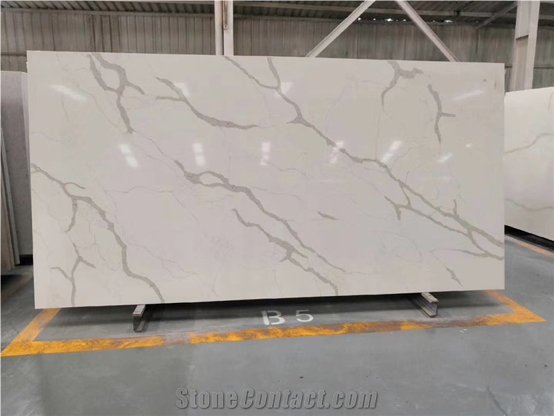 Popular Artificial  Calacatta Quartz  Countertops Slabs