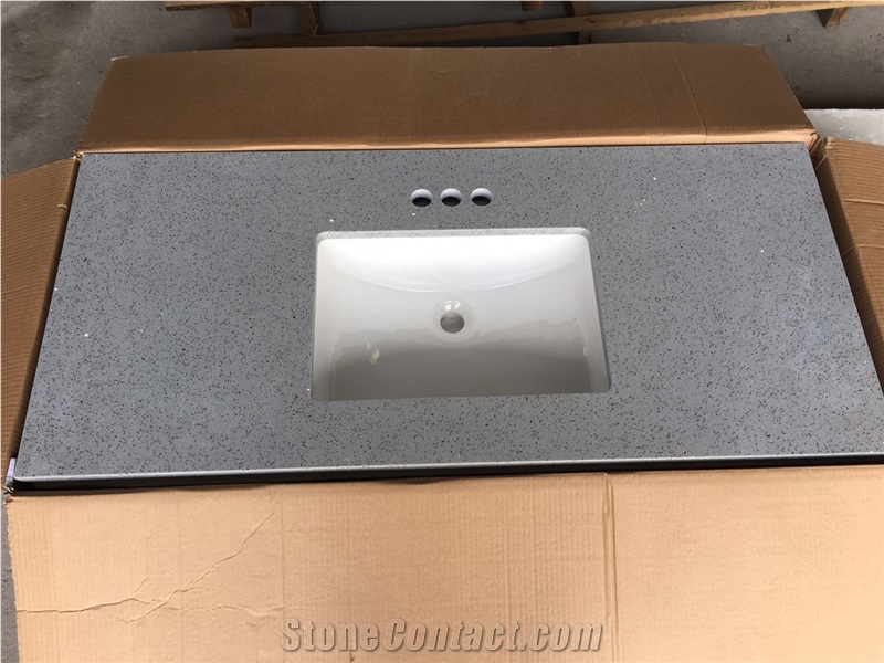 Quartz Bathroom Countertop Whith Single Ceramic Basin