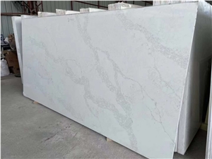quartz slab white marbling calacatta big slab