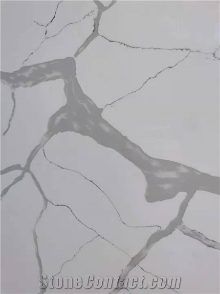 Super White Calacatta Grey Veins Engineered Quartz Stone