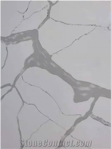 Super White Calacatta Grey Veins Engineered Quartz Stone