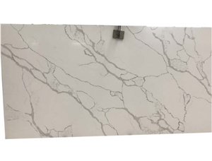 White Calacatta Artificial Faux Stone Engineered Quartz Slab